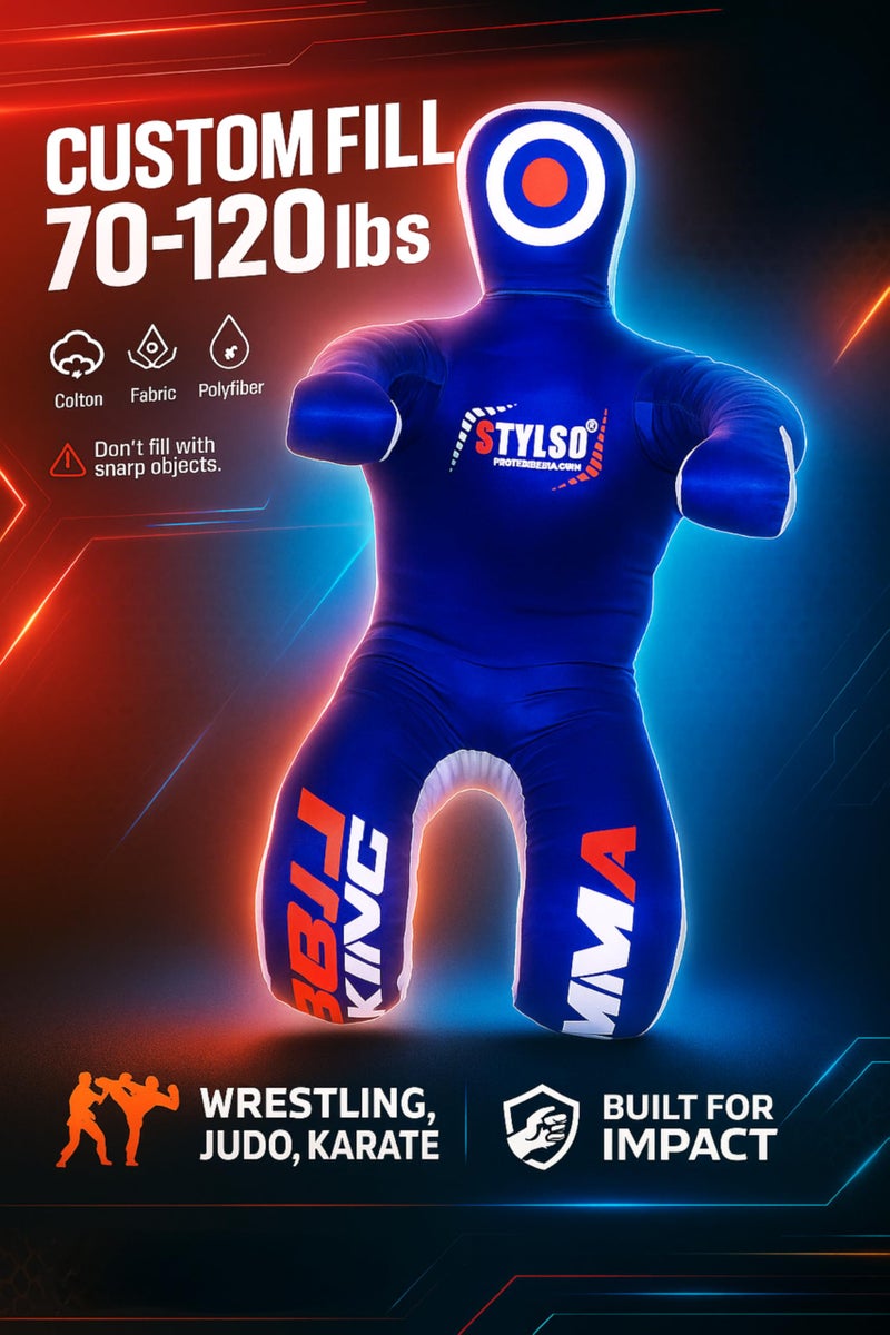 Stylso Un-Filled Grappling Dummy Wrestling Dummy Jiu Jitsu Dummy for BJJ MMA Judo Karate Practice Adult Kids and Youth Training Tackling Dummies - Blue, 5ft / 60" - Image 3